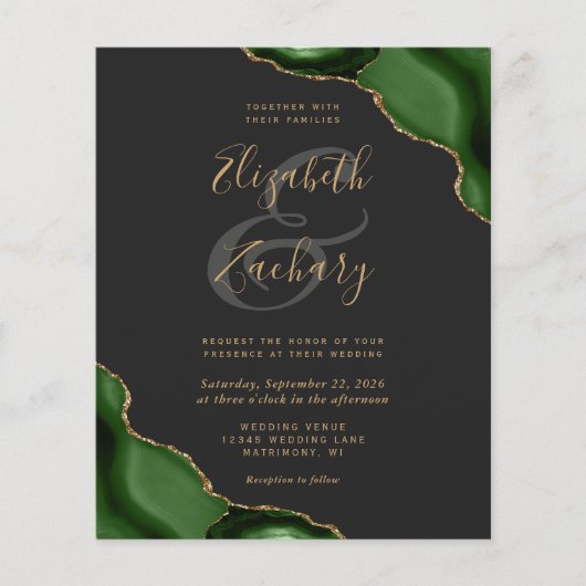 Budget Hunter Green Agate Corners Dark Wedding (Vorderseite)