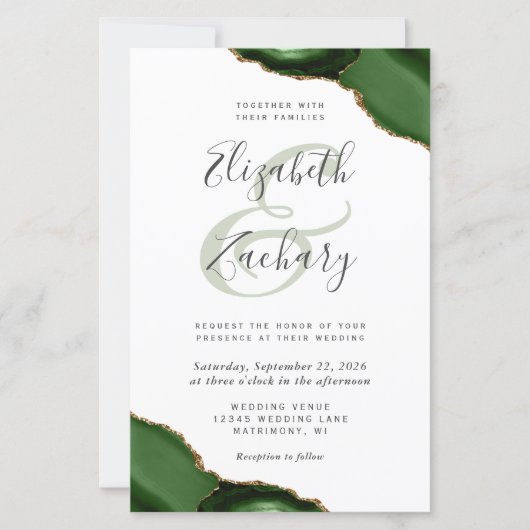 Budget Hunter Green Agate Corners Wedding (Vorderseite)