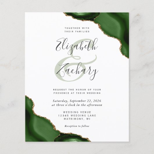 Budget Hunter Green Agate Corners Wedding (Vorderseite)