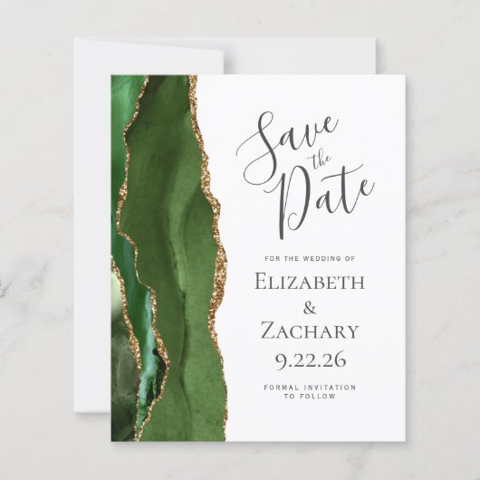 Budget Hunter Green Agate Gold Save the Date (Vorderseite)