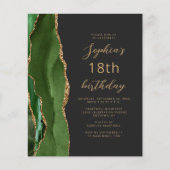 Budget Hunter Green Agate Script 18th Birthday (Vorderseite)