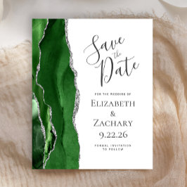 Budget Hunter Green Agate Silver Save the Date