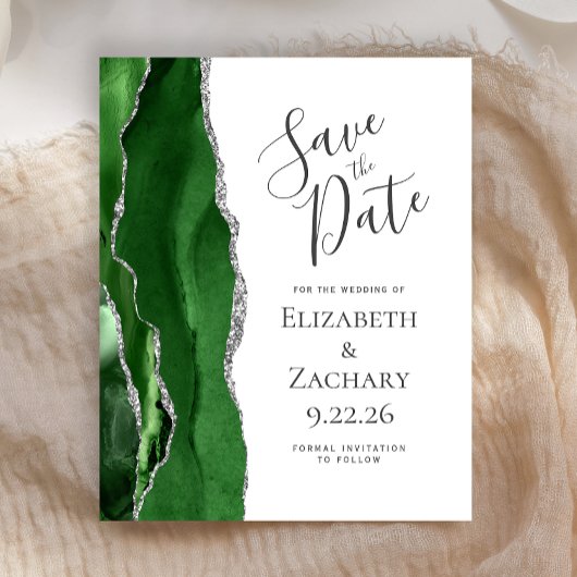 Budget Hunter Green Agate Silver Save the Date