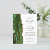Budget Hunter Green Gold Agate Hochzeitseinladung (Stehend Vorderseite)