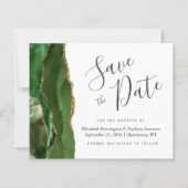 Budget Hunter Green Gold Agate Save the Date (Vorderseite)