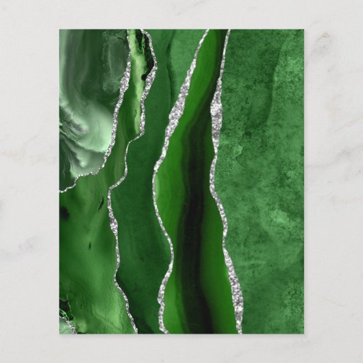 Budget Hunter Green Silver Agate Dark Wedding Menu (Rückseite)