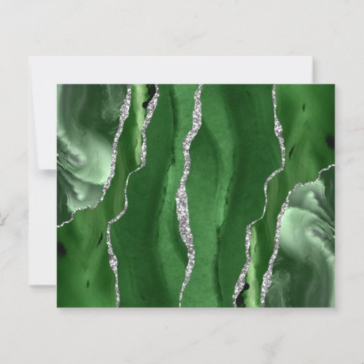 Budget Hunter Green Silver Agate Save the Date (Rückseite)