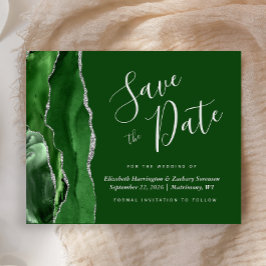 Budget Hunter Green Silver Agate Save the Date