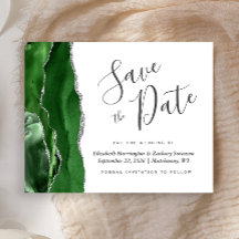 Budget Hunter Green Silver Agate Save the Date