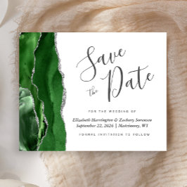 Budget Hunter Green Silver Agate Save the Date
