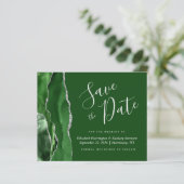 Budget Hunter Green Silver Agate Save the Date (Stehend Vorderseite)