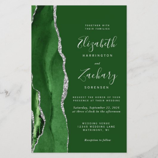 Budget Hunter Green Silver QR Code Wedding (Vorderseite)