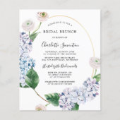 Budget Hydrangea Rose Bridal Brunch Einladung (Vorderseite)