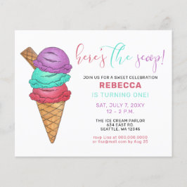 Budget Ice Creme Party Geburtstag Einladung