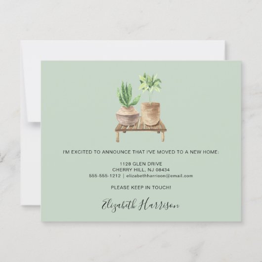 Budget Ich habe Boho Sage Moving Ankündigung versc (Rückseite)