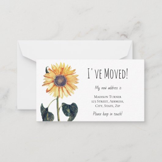 Budget Ich habe die Sonnenblumenausweis verschoben Mitteilungskarte (Vorderseite)