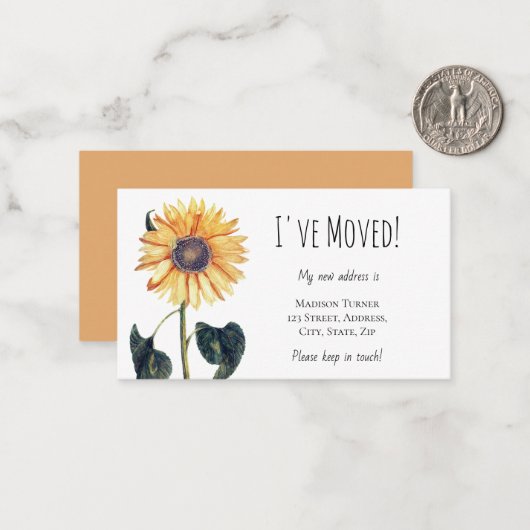 Budget Ich habe die Sonnenblumenausweis verschoben Mitteilungskarte (Vorderseite/Rückseite Beispiel)