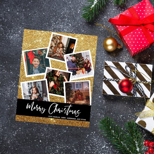 Budget Imitate Gold Glitzer Multi Foto Weihnachten Flyer