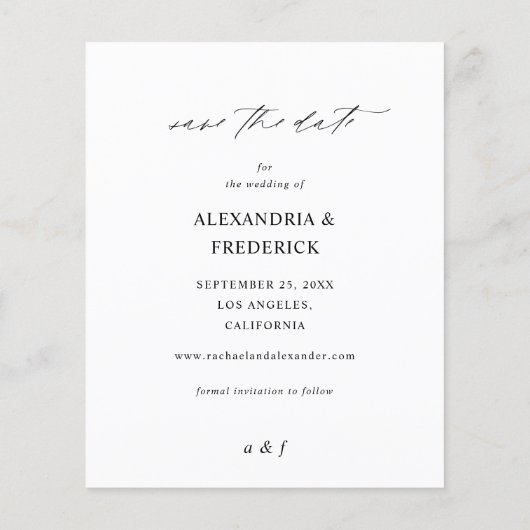 Budget Instant Foto Black Chic Save the Date Flyer (Hinten)