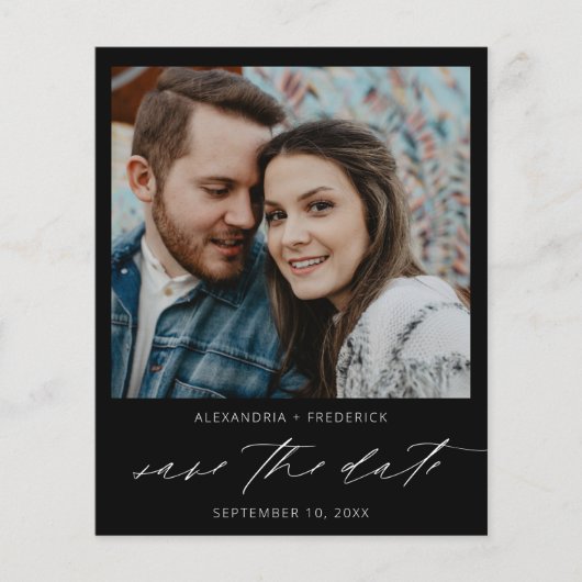 Budget Instant Foto Black Chic Save the Date Flyer (Vorne)