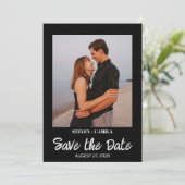 Budget Instant Foto Black Hochzeit speichern Sie d Einladung (Stehend Vorderseite)