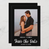 Budget Instant Foto Black Hochzeit speichern Sie d Einladung (Vorne/Hinten)