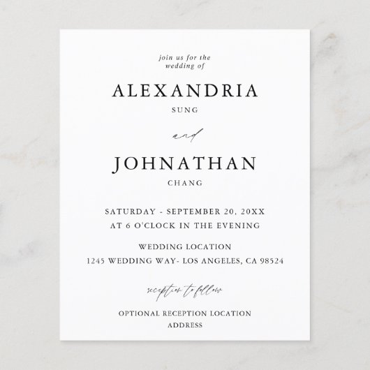 Budget Instant Foto Moderne Hochzeit Flyer (Hinten)