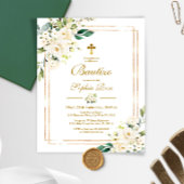 Budget Invitación de Rosas Blancas para Bautizo