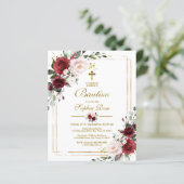 Budget Invitación de Rosas Rojas para Bautizo (Stehend Vorderseite)