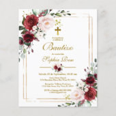 Budget Invitación de Rosas Rojas para Bautizo (Vorderseite)