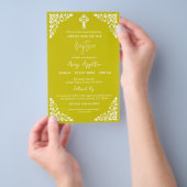 Budget Invitation Floral Cross Baptism Yellow Flyer (Handgriff)