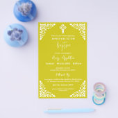 Budget Invitation Floral Cross Baptism Yellow Flyer (Einzeln)