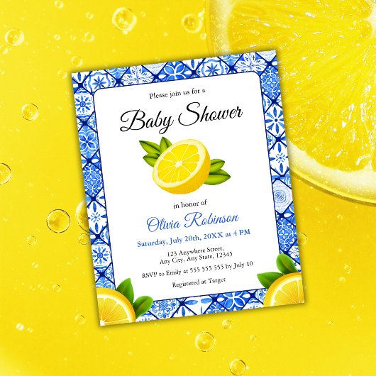 Budget Italienische Blue Tile Lemon Babydusche Ein