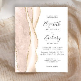 Budget Ivory Gold Agate Einladung Hochzeit