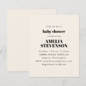 Budget Ivory Minimalistisch Baby Dusche Einladung (Vorne/Hinten)