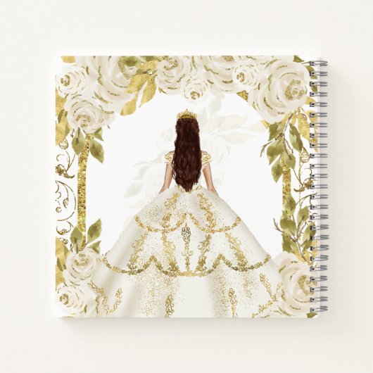 Budget Ivory White Floral Quinceañera Guest Book Notizblock (Rückseite)