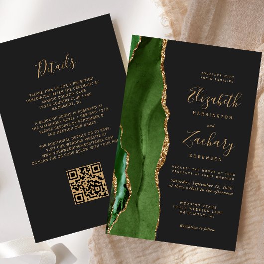 Budget Jägergrün Dunkler QR-Code-Hochzeit