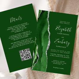 Budget Jägergrün Silber QR Code Hochzeit