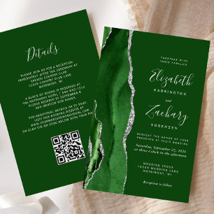 Budget Jägergrün Silber QR Code Hochzeit