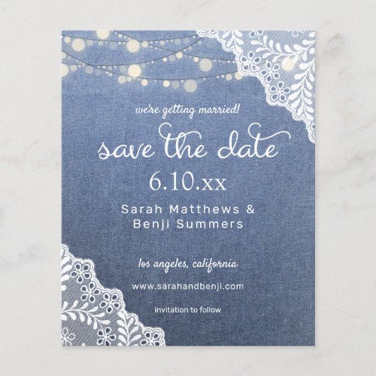 Budget Jean, Lace & Lights Save the Date V2 (Vorderseite)