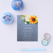Budget Jean Sunflower & White Floral Save the Date Flyer (Einzeln)