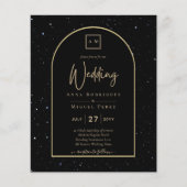 BUDGET Jet BLACK GOLD Starry Night Wedding INVITE (Vorderseite)