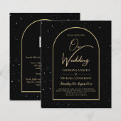 BUDGET Jet BLACK GOLD Starry Night Wedding INVITE (Vorne/Hinten)