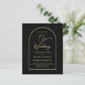 BUDGET Jet BLACK GOLD Starry Night Wedding INVITE (Stehend Vorderseite)