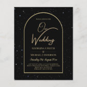 BUDGET Jet BLACK GOLD Starry Night Wedding INVITE (Vorderseite)