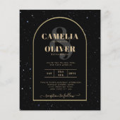 BUDGET Jet BLACK GOLD Starry Night Wedding INVITE (Vorderseite)