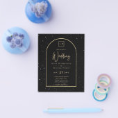BUDGET Jet BLACK GOLD Starry Night Wedding INVITE Flyer (Einzeln)