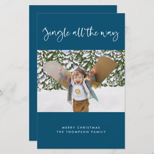 Budget Jingle All Way Holiday Foto Flat Card (Vorne/Hinten)