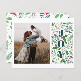 Budget JOY Holly Berries Foto Holiday Card