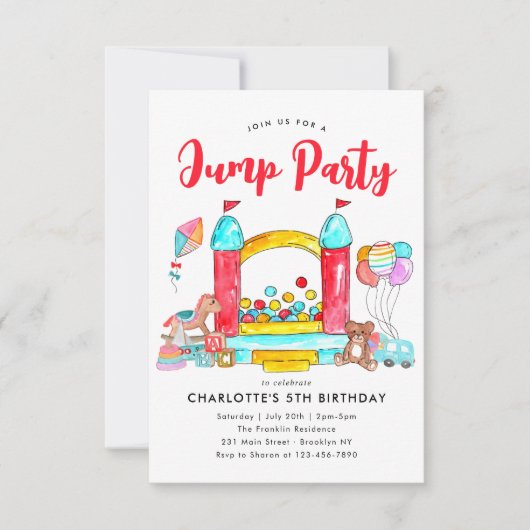 Budget JUMP PARTY Bounce House Trampolin Geburtsta Mitteilungskarte (Vorderseite)